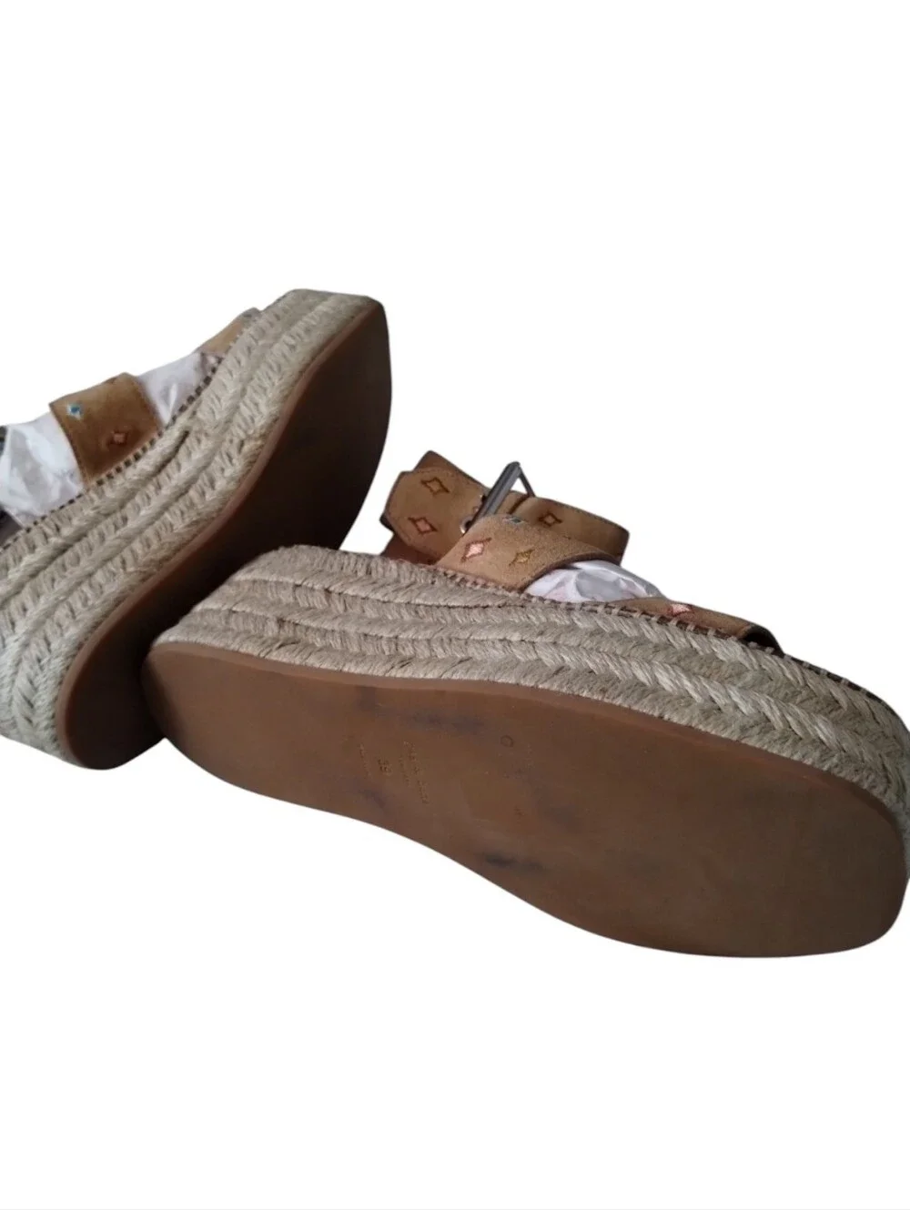 Rag & Bone Tara Tan Suede Platform Espadrille Sandals Women's 9 Boho